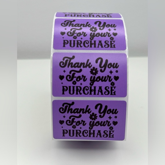 Thank you for your purchase purple sticker | Shipping supplies labels NeW - Picture 6 of 8